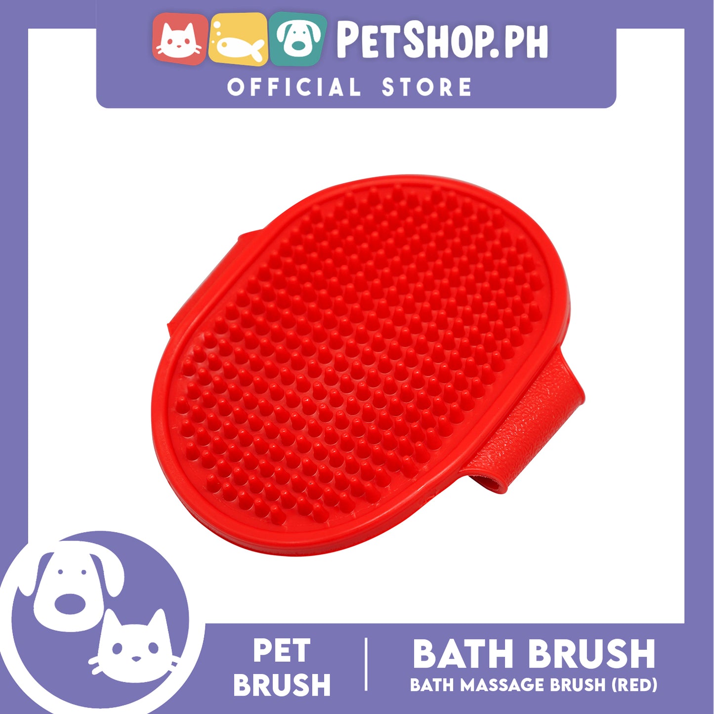 Pet Brush Bath Brush Bath Massage (Red) Pet Palm Grooming Massage Hair