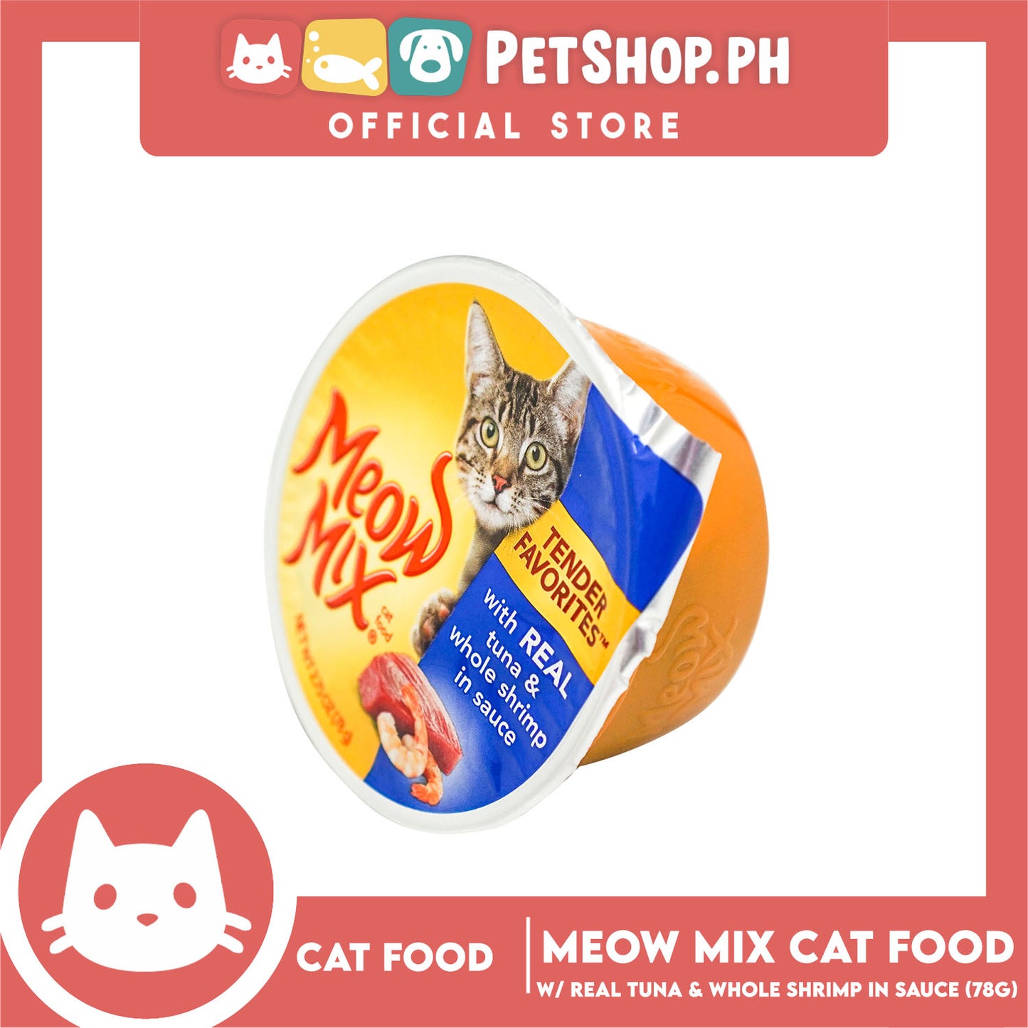 Meow Mix Tender Favorites with Real Tuna  and Whole Shrimp in Sauce 78g