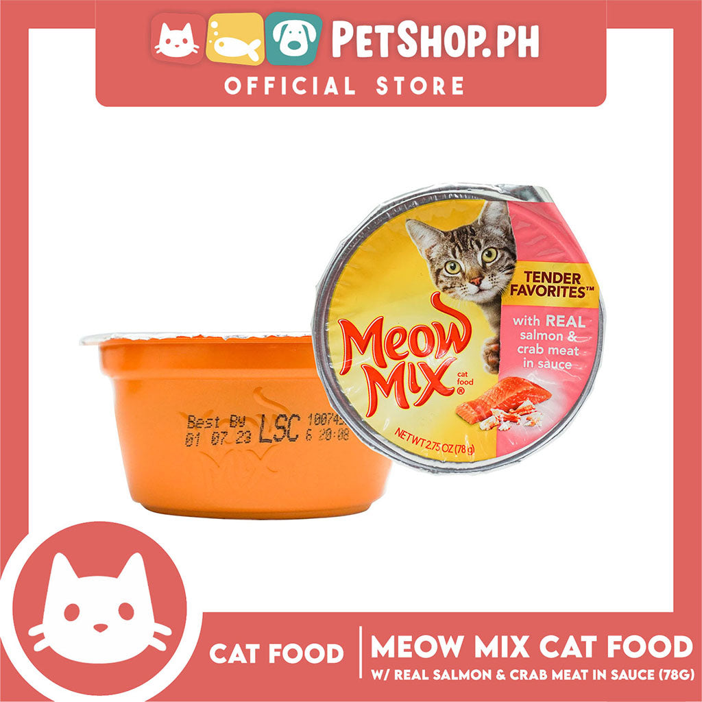Meow Mix Tender Favorites with Real Salmon and Crab Meat in Sauce 78g for Cat Food