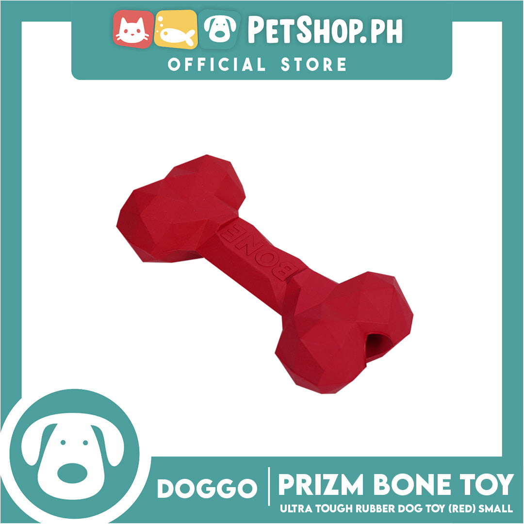 Doggo Prizm Bone Dog Toy Ultra Tough Rubber Small (Red)