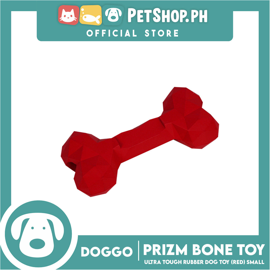 Doggo Prizm Bone Dog Toy Ultra Tough Rubber Small (Red)