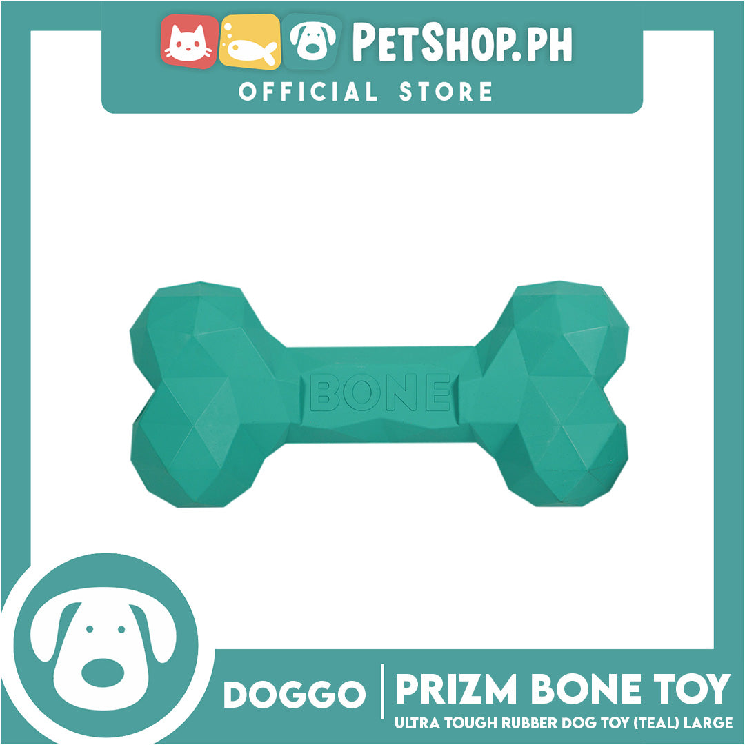 Doggo Prizm Bone Teal Color 6.5'' (Large Size) Ultra Tough Rubber Dog Toy