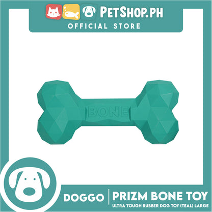 Doggo Prizm Bone Teal Color 6.5'' (Large Size) Ultra Tough Rubber Dog Toy