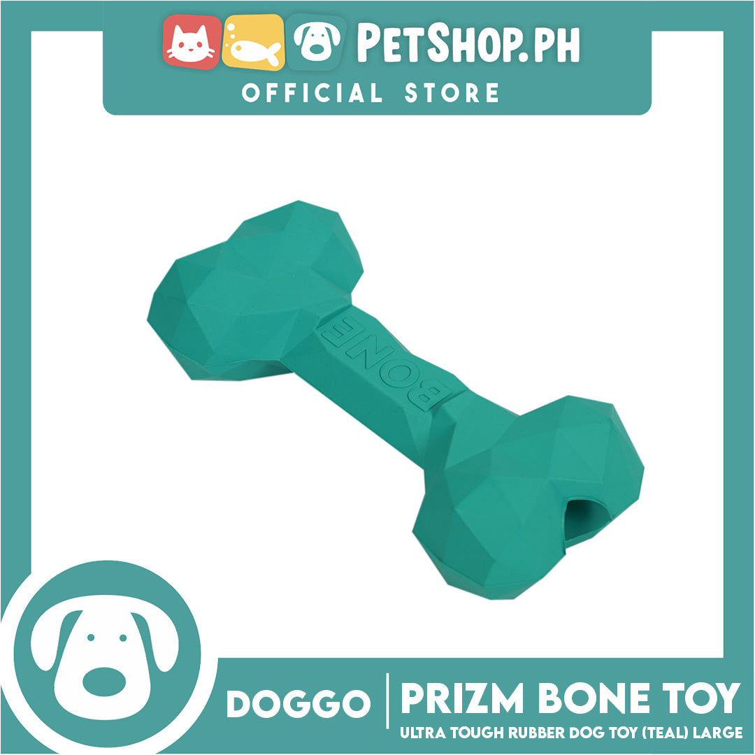 Doggo Prizm Bone Teal Color 6.5'' (Large Size) Ultra Tough Rubber Dog Toy