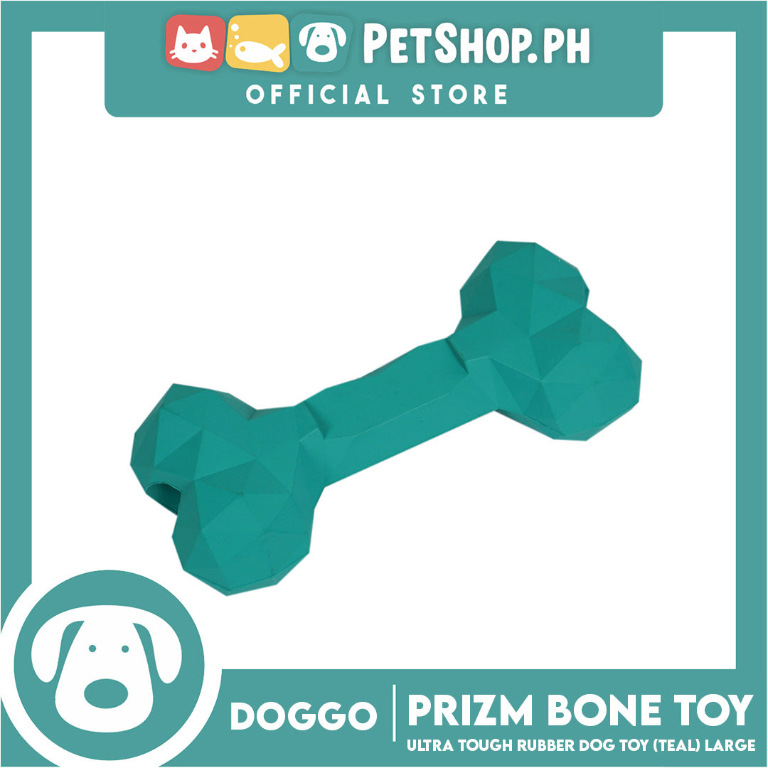 Doggo Prizm Bone Teal Color 6.5'' (Large Size) Ultra Tough Rubber Dog Toy