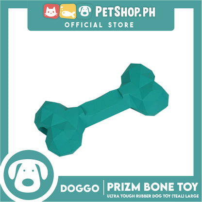 Doggo Prizm Bone Teal Color 6.5'' (Large Size) Ultra Tough Rubber Dog Toy