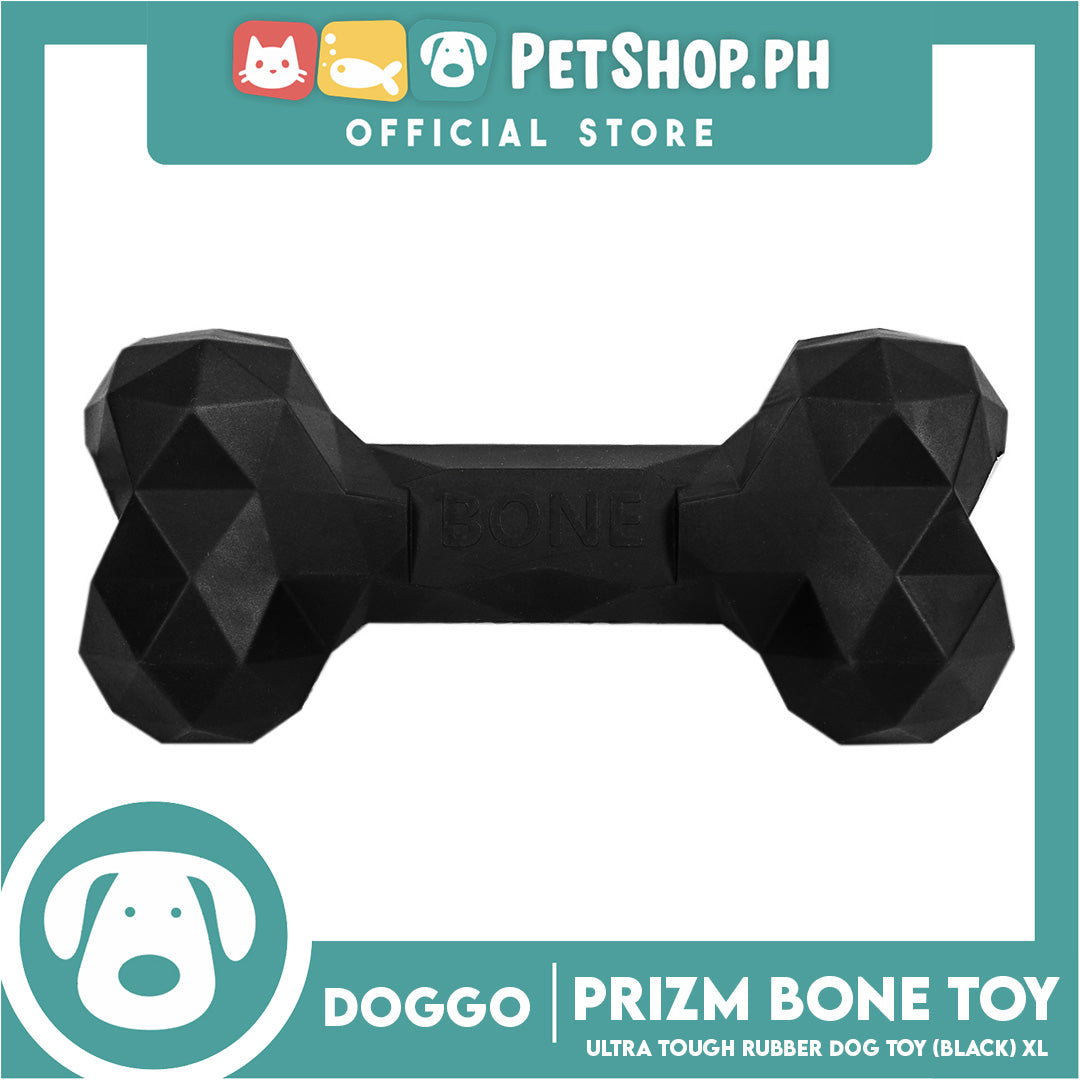 Doggo Prizm Bone Black Color 8' ' (XL Size) Ultra Tough Rubber Dog Toy