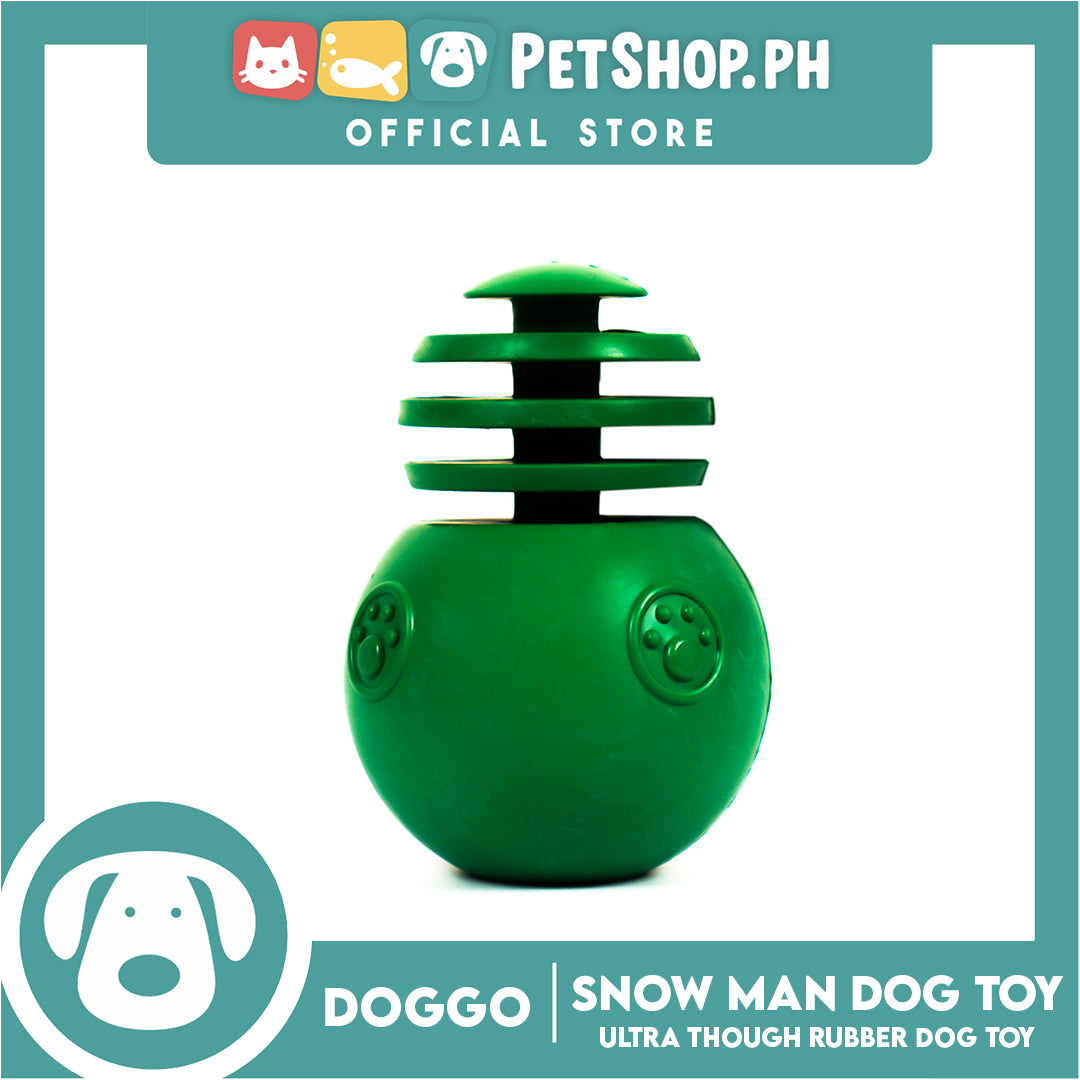 Doggo Snow Man (Green) Ultra Tough Rubber Dog Toy And Can Put Dog Treats Inside