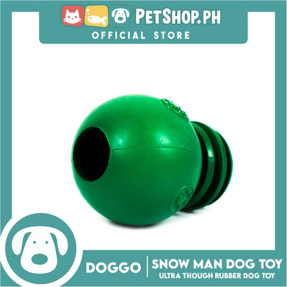 Doggo Snow Man (Green) Ultra Tough Rubber Dog Toy And Can Put Dog Treats Inside