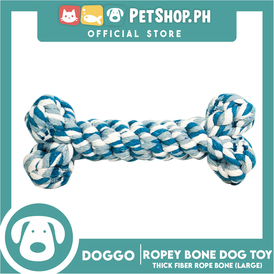 Doggo Ropey Bone Blue Color (Large) Thick Fiber Braided Bone Dog Toy