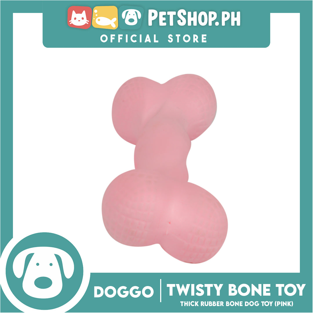 Doggo Twisty Bone (Pink) Ultra Tough Rubber Dog Toy