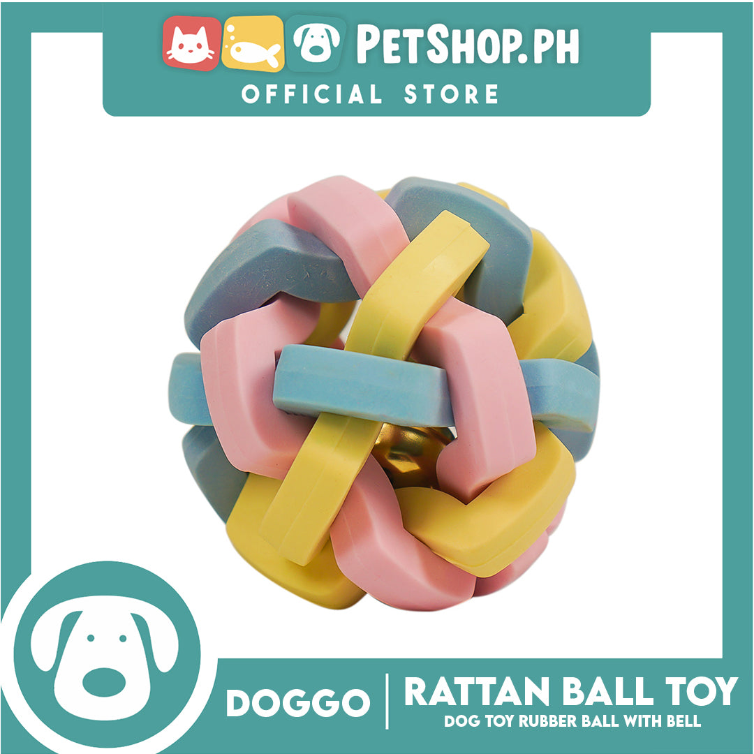 Doggo Rattan Ball Rubber with Bell (Large) Toy for Dog