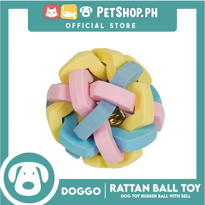 Doggo Rattan Ball Rubber with Bell (Large) Toy for Dog