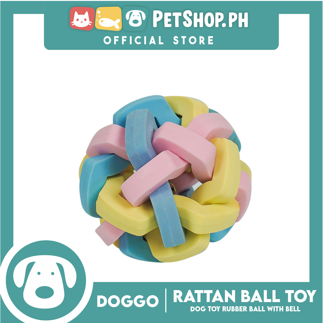 Doggo Rattan Ball Rubber with Bell (Large) Toy for Dog