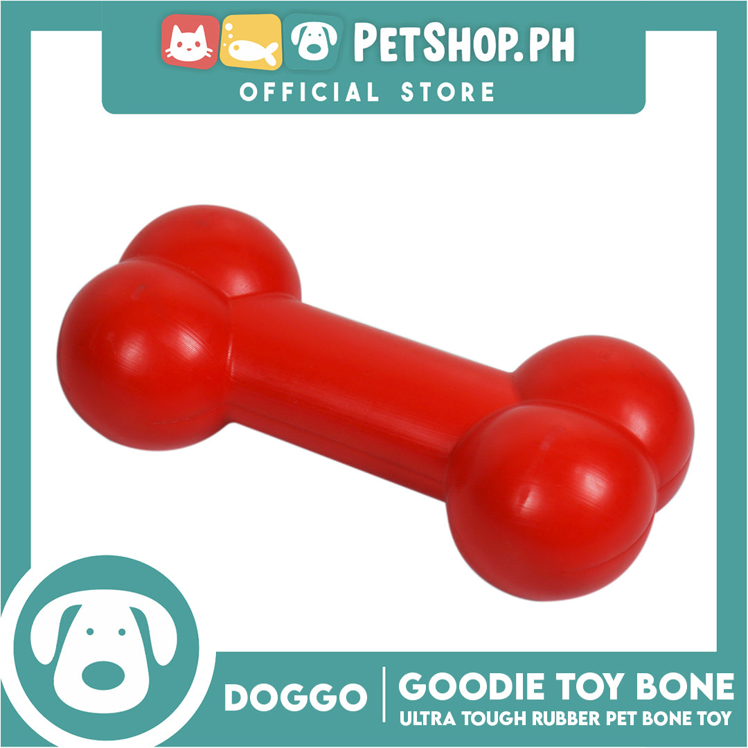 Doggo Tough Goodie Big Bone Design 7 inches Length Ultra Tough Rubber (Red) Dog Toy