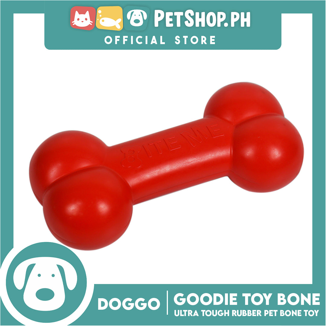 Doggo Tough Goodie Big Bone Design 7 inches Length Ultra Tough Rubber (Red) Dog Toy