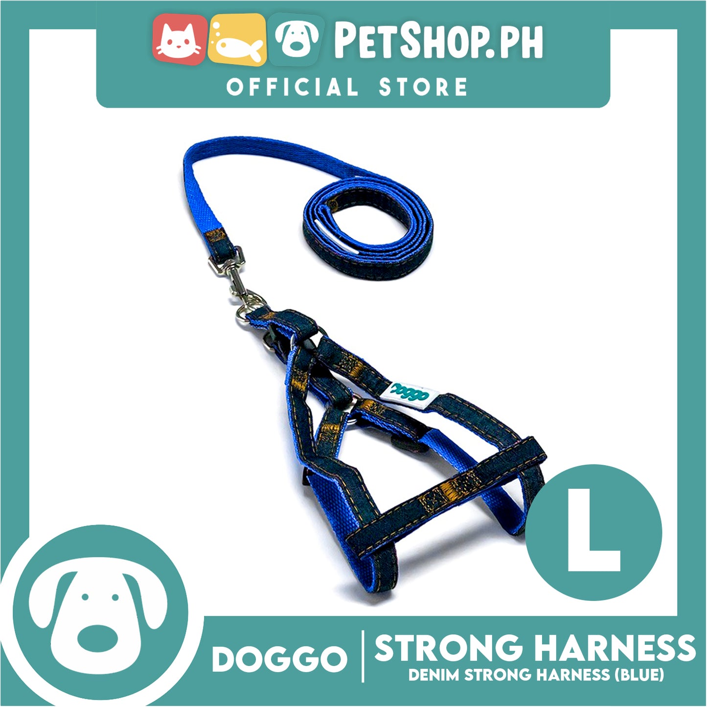 Doggo Denim Harness Large Size (Blue) Harness for Dog