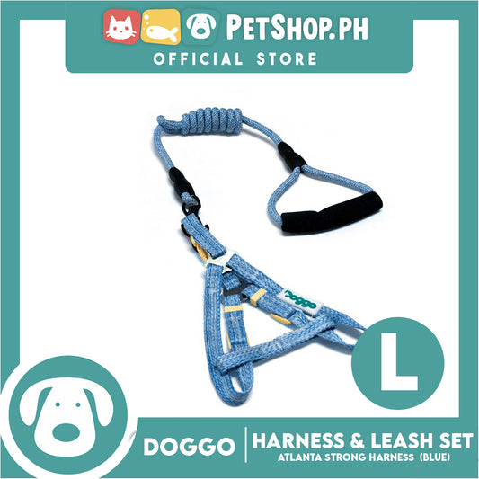 Doggo Atlanta Strong Harness and Leash Set Large (Blue)