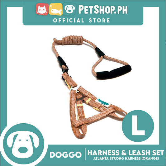 Doggo Atlanta Strong Harness and Leash Set Large (Orange)