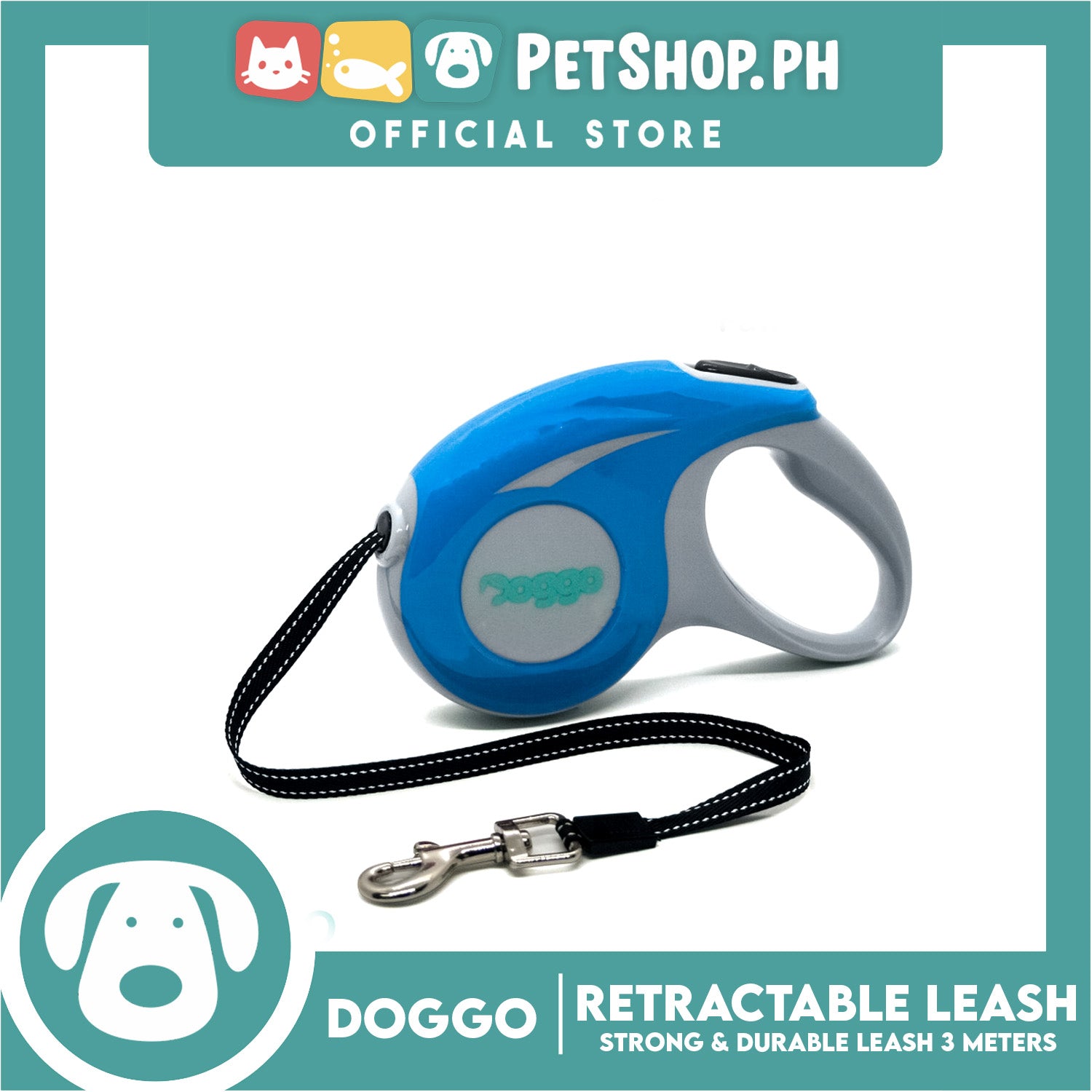 Doggo Retractable Leash 3M Blue Strong And Durable In Comfort