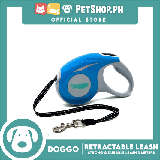 Doggo Retractable Leash 3M (Blue) Strong And Durable, In Comfort And Control Running And Convenient
