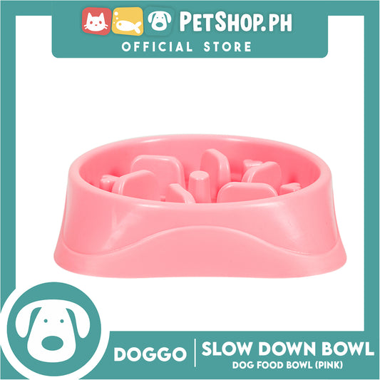 Doggo Dog Food Bowl Slow Down (Pink)