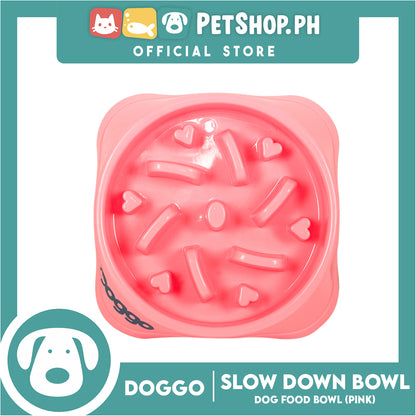 Doggo Dog Food Bowl Slow Down (Pink)