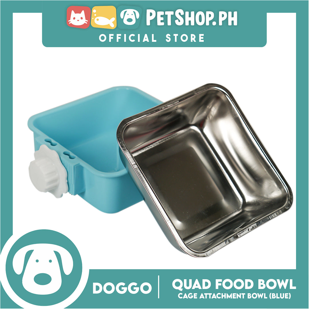 Doggo Quad Cage Attachment Bowl (Blue) Thick Plastic Material Pet Feeding Bowl