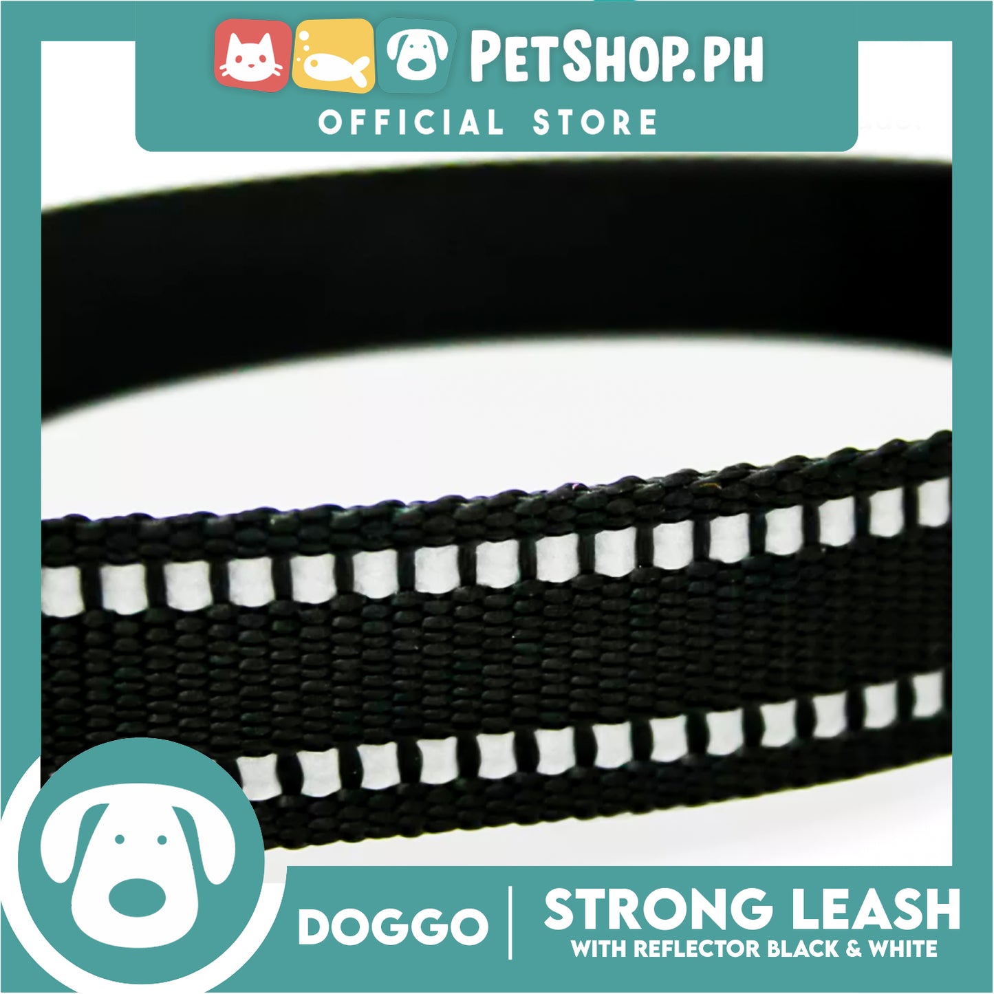 Doggo Strong Leash with Reflector (Black) Comfortable Dog Leash