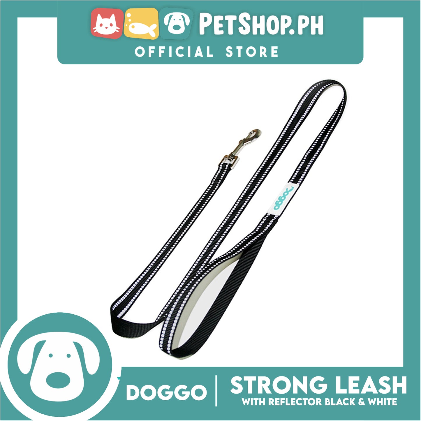 Doggo Strong Leash with Reflector (Black) Comfortable Dog Leash