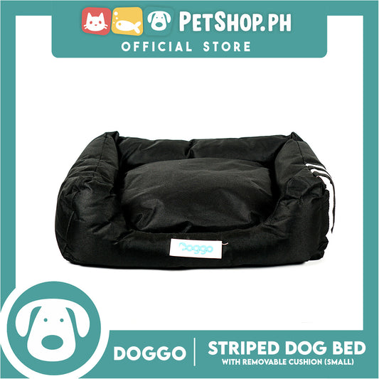 Doggo Striped Bed Black with White Striped (Small) with Removable Cushion