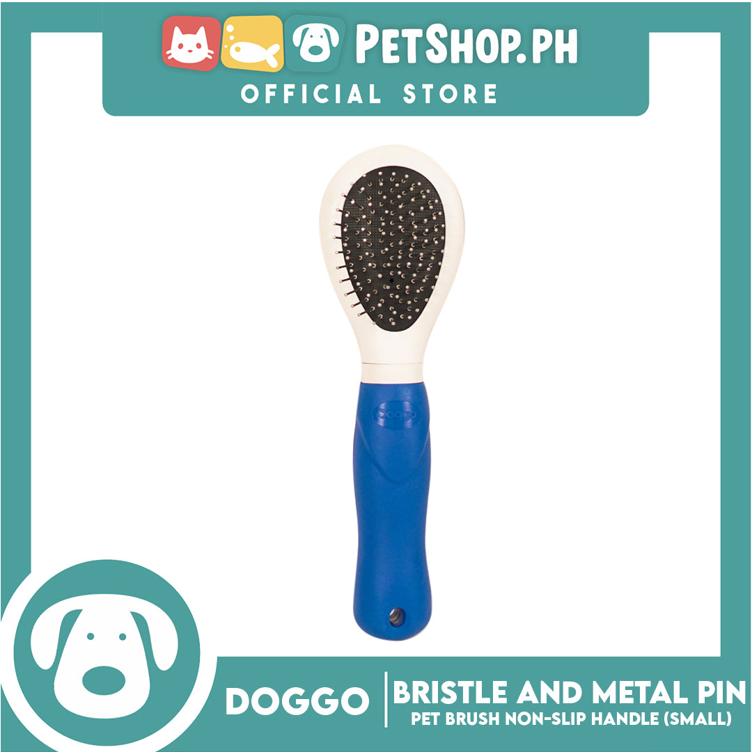 Doggo Pet Brush Bristle and Metal Pin Non-Slip Handle (Small)