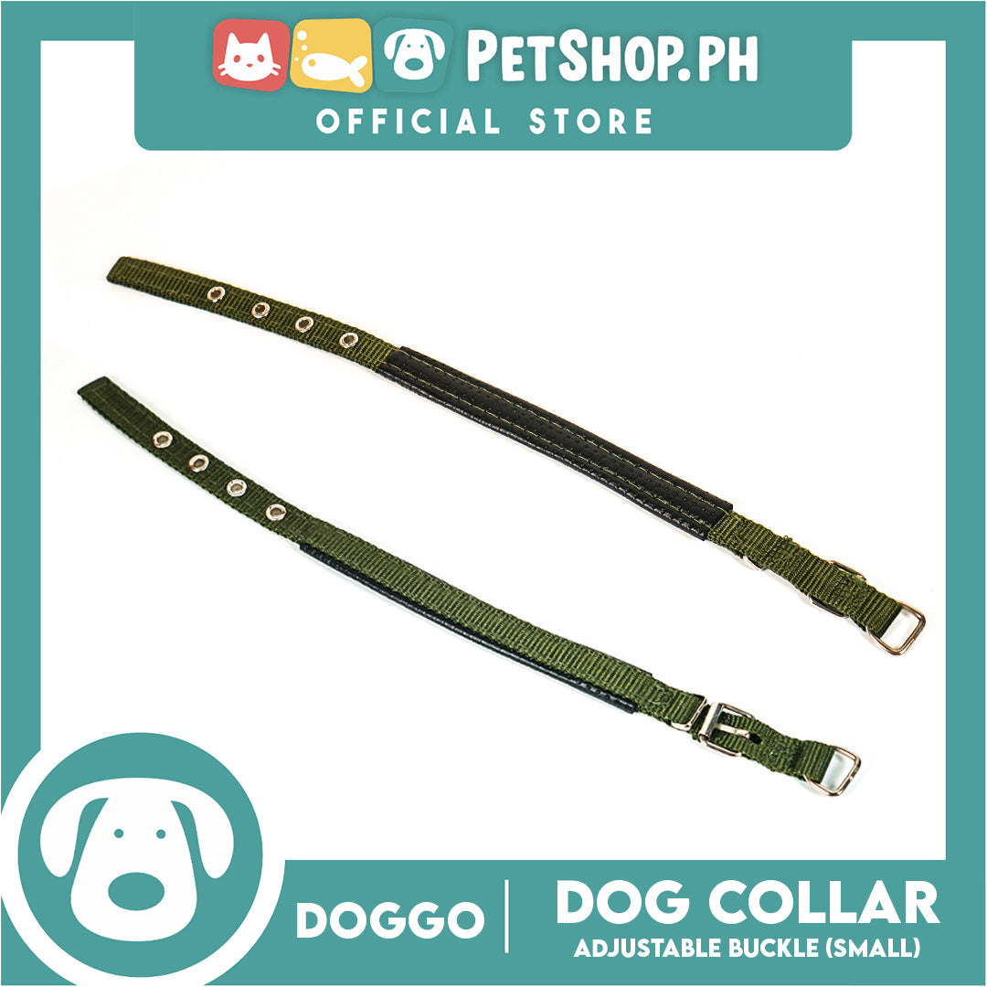 Doggo Dog Collar Adjustable Buckle Small Size (Green) Collar Nylon for Dog