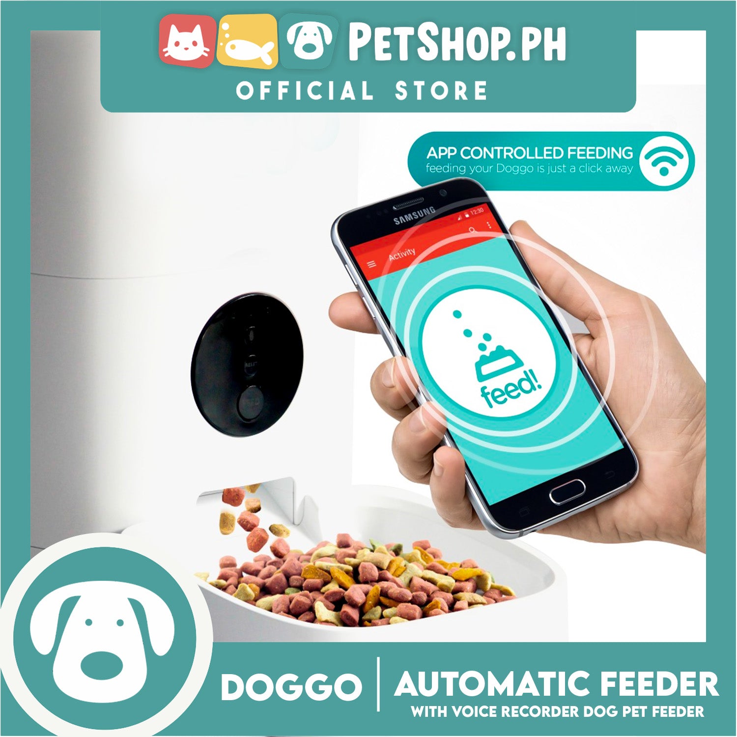 App controlled pet outlet feeder