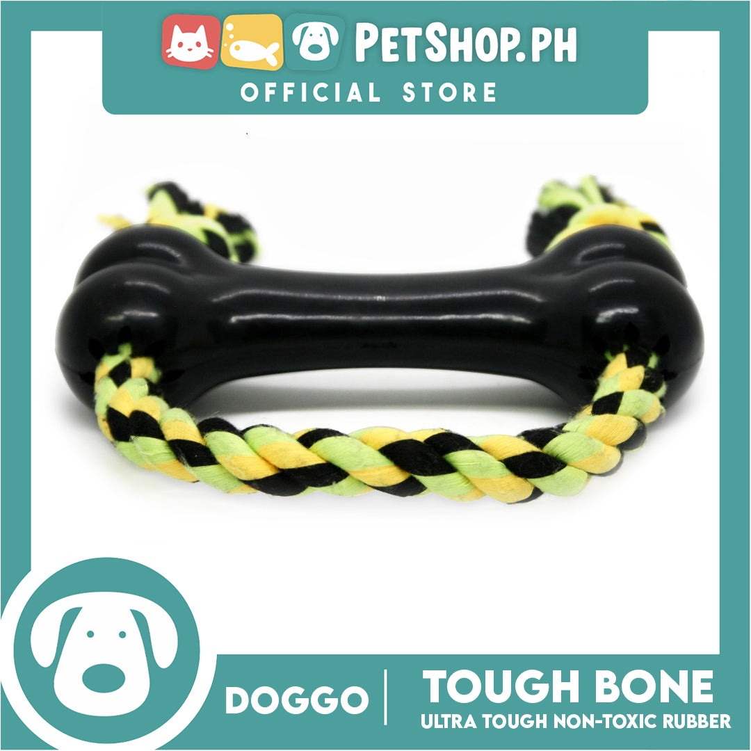 Doggo Tough Big Bone Design 7 inches Length (Black) Thick Rubber Dog Toy