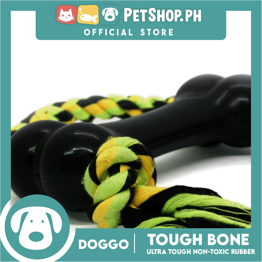 Doggo Tough Big Bone Design 7 inches Length (Black) Thick Rubber Dog Toy