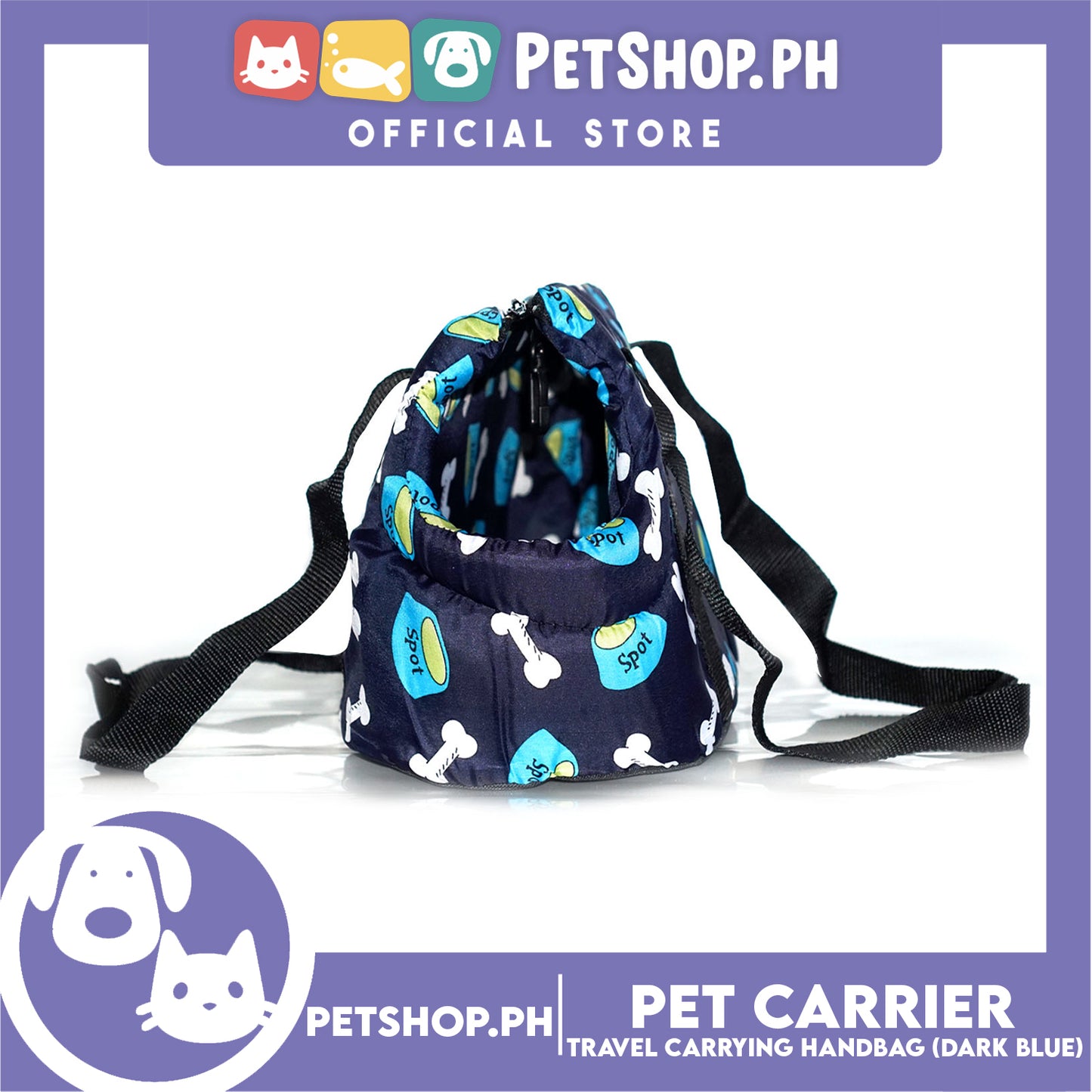 Pet Travel Handbag Carrier Dog Design Large for Smal Medium Dogs Cats (Dark Blue)