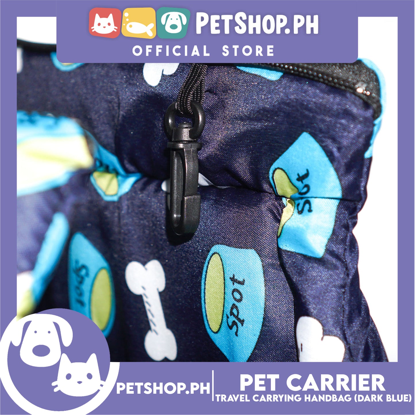 Pet Travel Handbag Carrier Dog Design Large for Smal Medium Dogs Cats (Dark Blue)