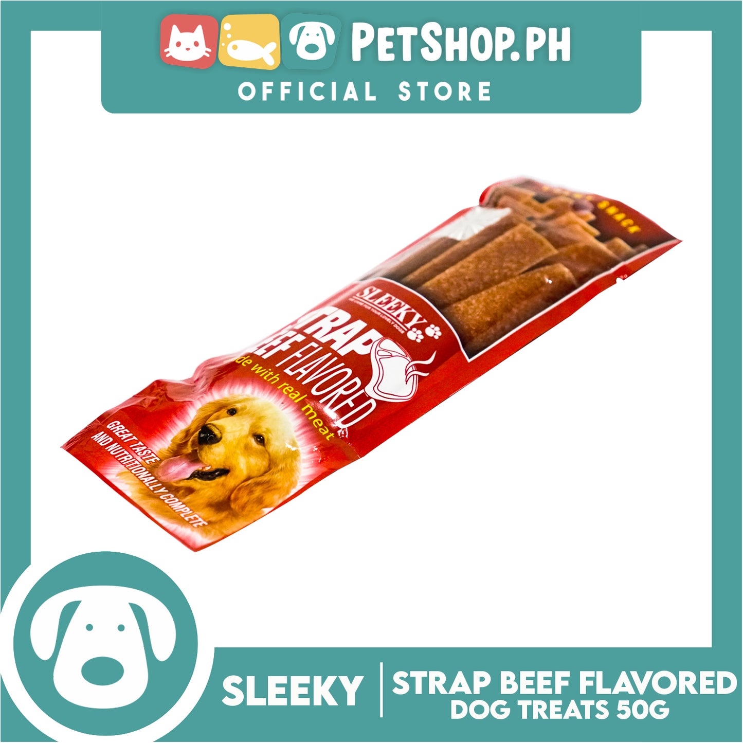 Sleeky Chewy Strap Beef Flavored 50g Dog Treats