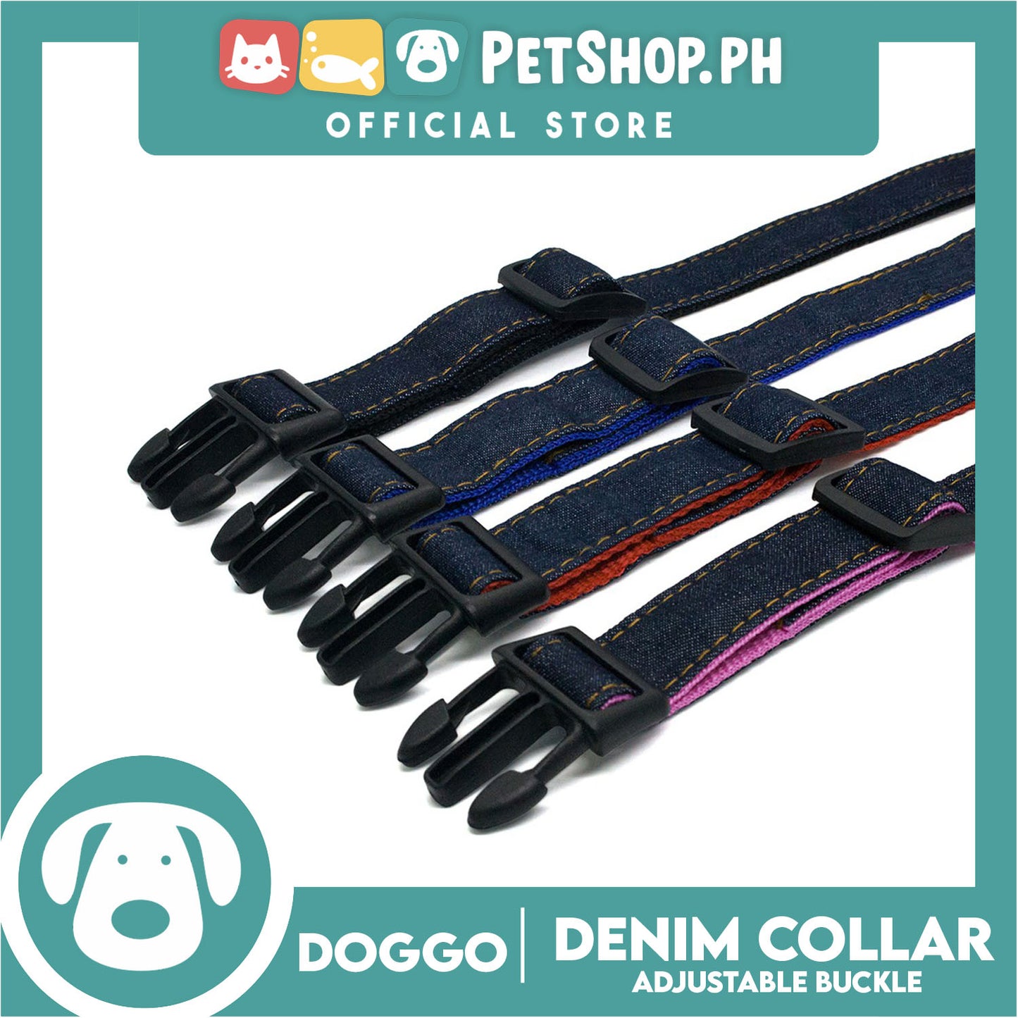 Doggo Collar Denim Design Medium (Pink) Perfect Collar for Your Dog