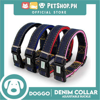 Doggo Collar Denim Design Small (Red) Perfect Collar for Your Dog