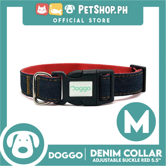 Doggo Collar Denim Design Medium (Red) Perfect Collar for Your Dog