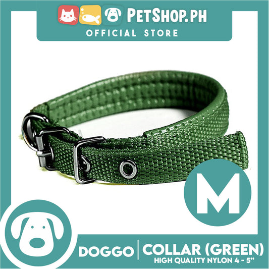 Doggo Dog Collar Adjustable Buckle Medium Size (Green) Collar Nylon for Dog