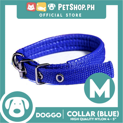 Doggo Dog Collar Adjustable Buckle Medium Size (Blue) Collar Nylon for Dog