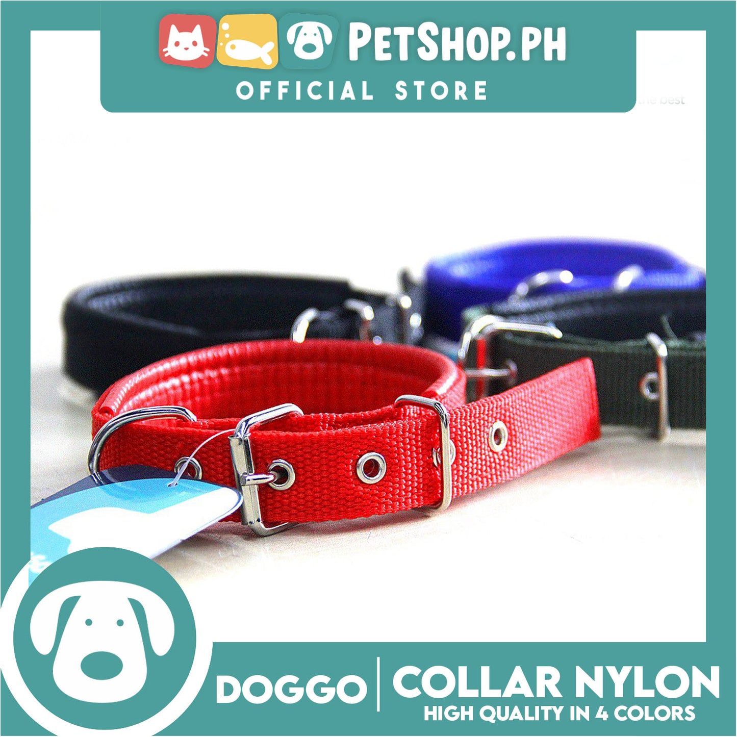 Doggo Dog Collar Adjustable Buckle Medium Size (Blue) Collar Nylon for Dog