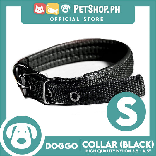 Doggo Dog Collar Adjustable Buckle Small Size (Black) Collar Nylon for Dog