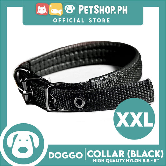 Doggo Dog Collar Adjustable Buckle XXL Size (Black) Collar Nylon for Dog