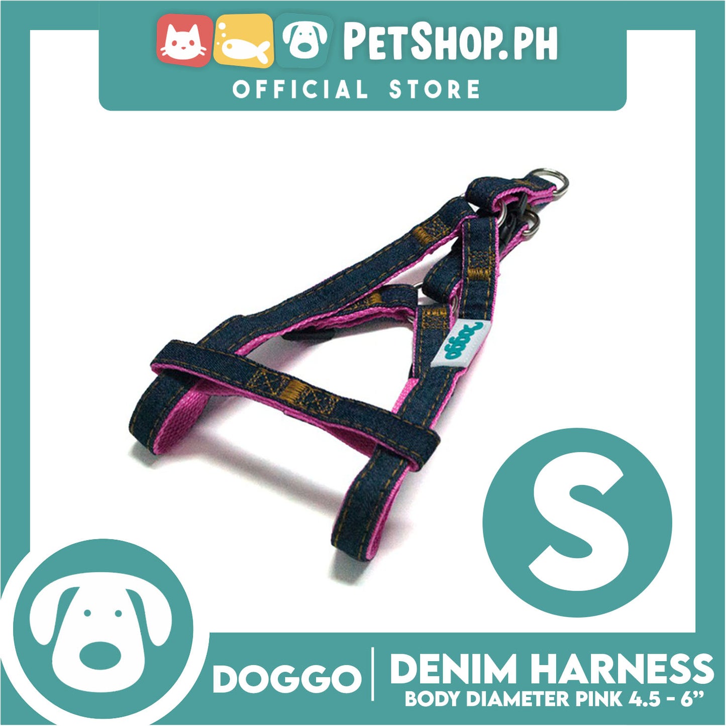 Doggo Denim Harness Small Size (Pink) Harness for Dog
