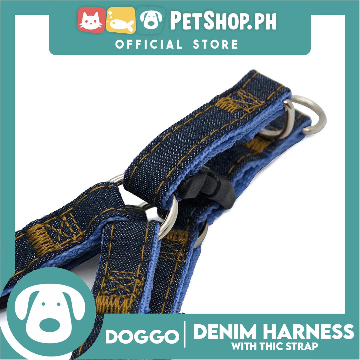 Doggo Denim Harness Extra Small Size (Black) Harness for Dog