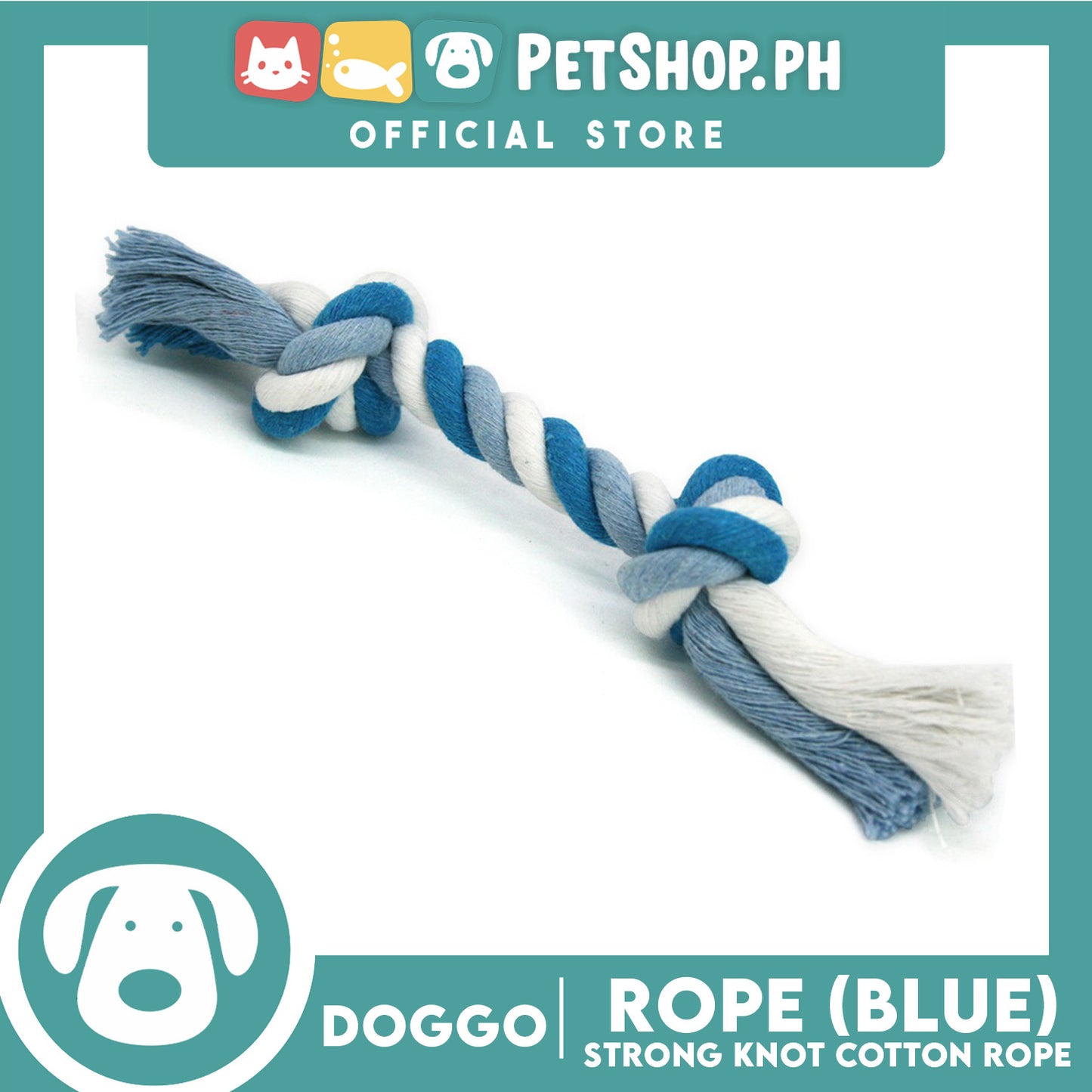 Doggo Rope Thick Fiber 4.5' ' Small Size (Blue) Perfect Toy for Dog